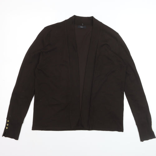 M&Co Women Brown Size 12 Open Front Long Sleeve Cardigan