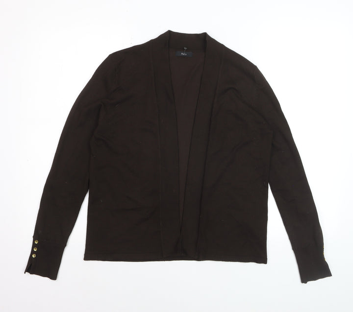 M&Co Women Brown Size 12 Open Front Long Sleeve Cardigan