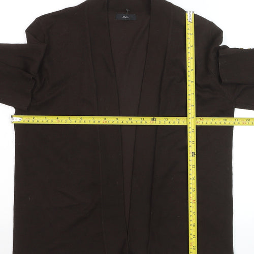 M&Co Women Brown Size 12 Open Front Long Sleeve Cardigan