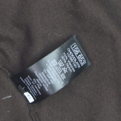 M&Co Women Brown Size 12 Open Front Long Sleeve Cardigan
