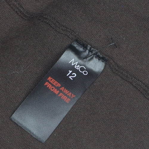 M&Co Women Brown Size 12 Open Front Long Sleeve Cardigan