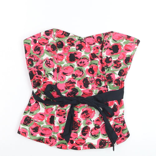 Warehouse Womens Multicoloured Floral Strapless Wrap Blouse UK 14
