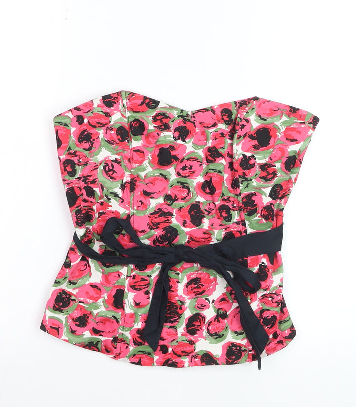 Warehouse Womens Multicoloured Floral Strapless Wrap Blouse UK 14