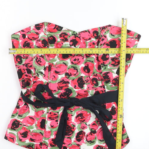 Warehouse Womens Multicoloured Floral Strapless Wrap Blouse UK 14