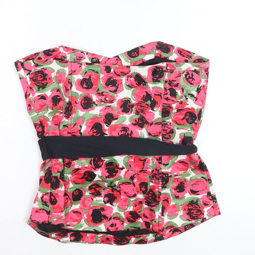 Warehouse Womens Multicoloured Floral Strapless Wrap Blouse UK 14