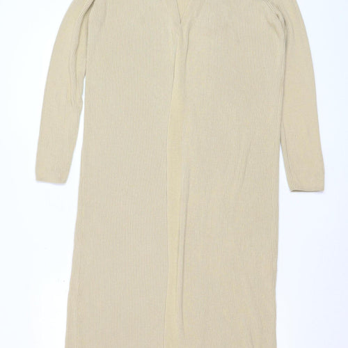 Primark Women Beige Longline V-Neck Knit Cardigan Size 12
