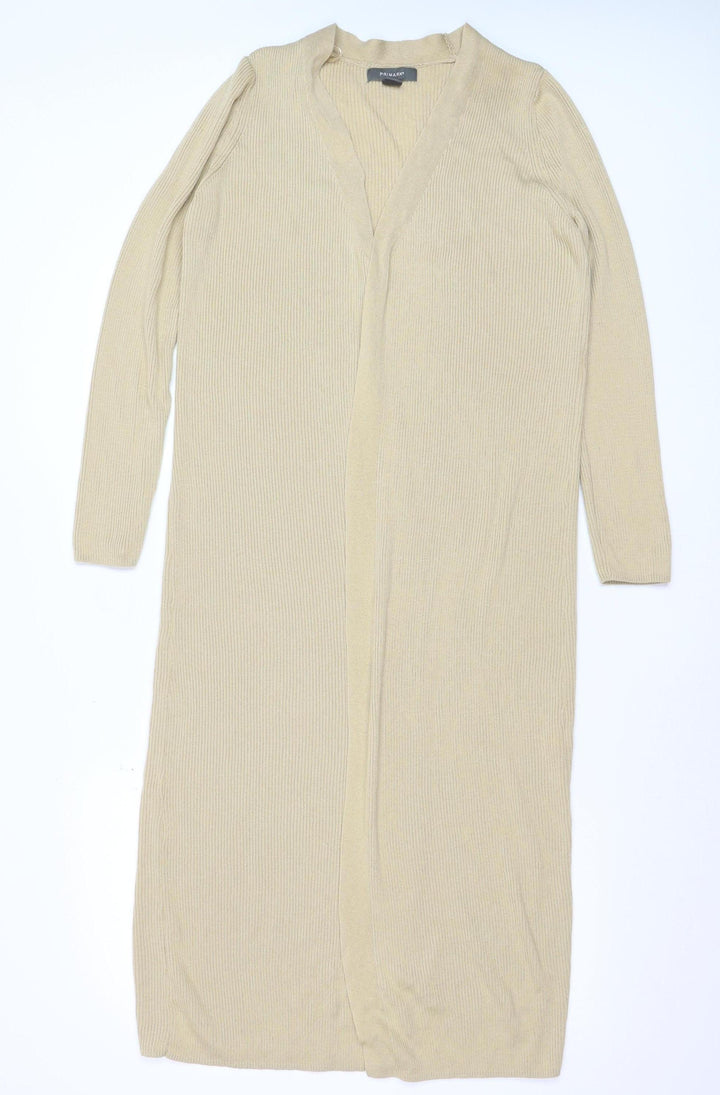 Primark Women Beige Longline V-Neck Knit Cardigan Size 12