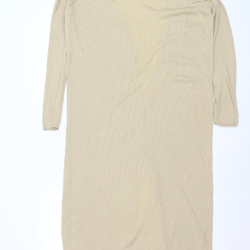 Primark Women Beige Longline V-Neck Knit Cardigan Size 12