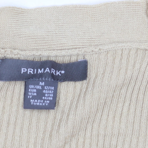 Primark Women Beige Longline V-Neck Knit Cardigan Size 12