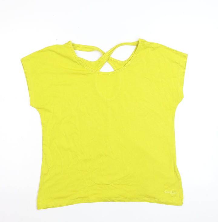 Weird Fish Women's Yellow Bamboo Blend Short Sleeve T-Shirt Size 10