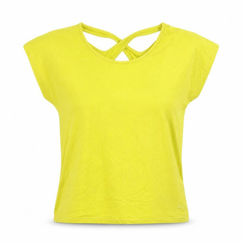 Weird Fish Women's Yellow Bamboo Blend Short Sleeve T-Shirt Size 10
