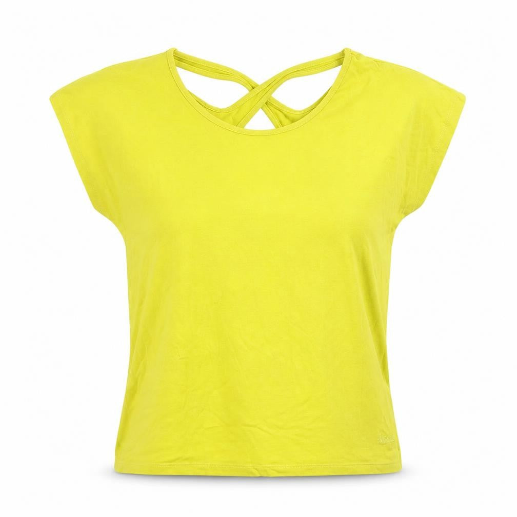 Weird Fish Women's Yellow Bamboo Blend Short Sleeve T-Shirt Size 10