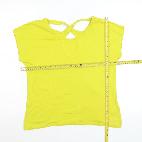 Weird Fish Women's Yellow Bamboo Blend Short Sleeve T-Shirt Size 10