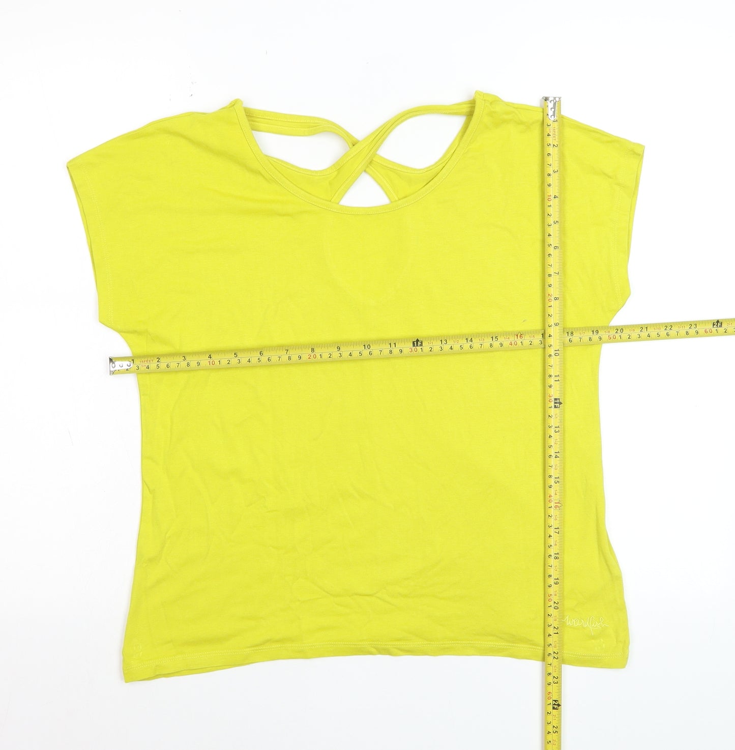 Weird Fish Women's Yellow Bamboo Blend Short Sleeve T-Shirt Size 10