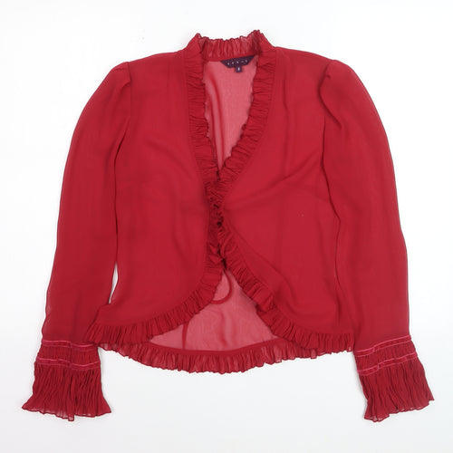 Début Women's Red Chiffon Ruffle Wrap Blouse Size 8