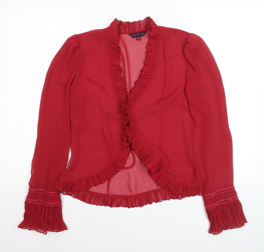 Début Women's Red Chiffon Ruffle Wrap Blouse Size 8