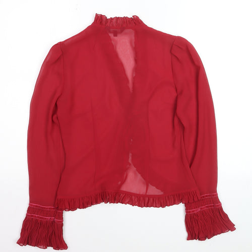 Début Women's Red Chiffon Ruffle Wrap Blouse Size 8