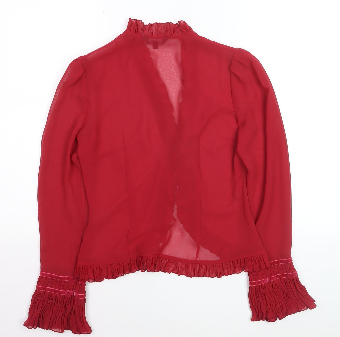 Début Women's Red Chiffon Ruffle Wrap Blouse Size 8