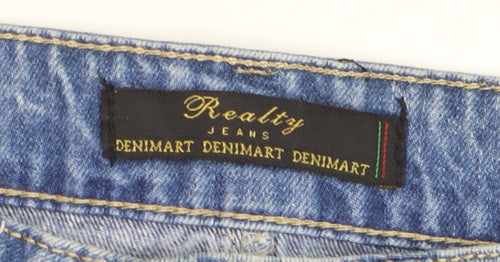 Realty Jeans Women Blue Mini Denim Skirt M Beaded Distressed Casual