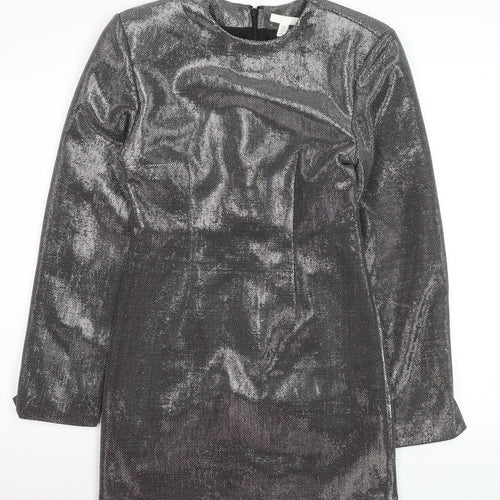 H&M Women’s Silver Metallic Bodycon Short Dress XS Party