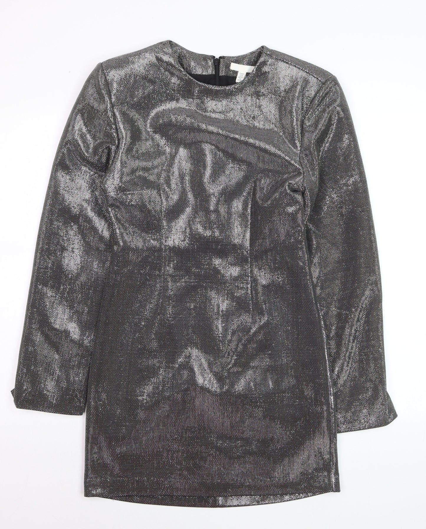 H&M Women’s Silver Metallic Bodycon Short Dress XS Party