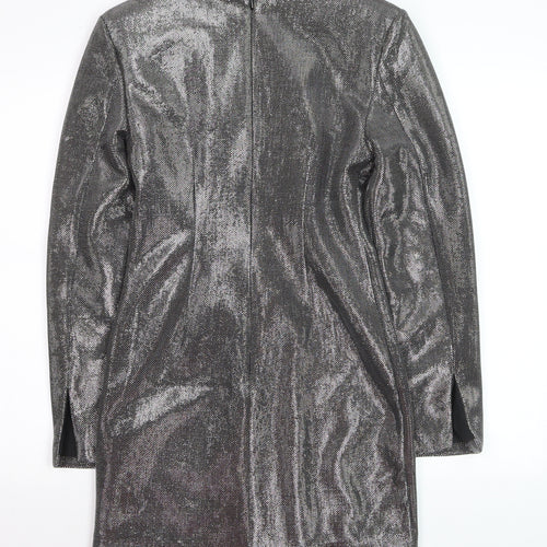 H&M Women’s Silver Metallic Bodycon Short Dress XS Party