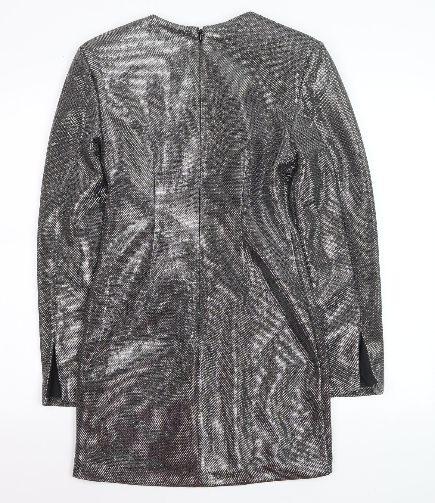 H&M Women’s Silver Metallic Bodycon Short Dress XS Party