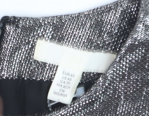 H&M Women’s Silver Metallic Bodycon Short Dress XS Party