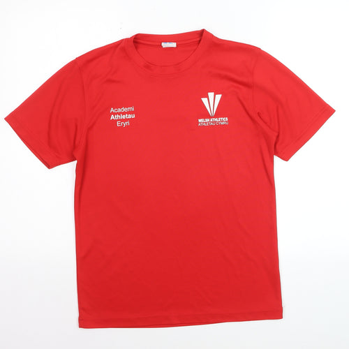 AWDis Men’s Red Welsh Athletics Short Sleeve Crew Neck Sports T-Shirt Size S