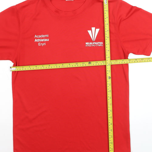 AWDis Men’s Red Welsh Athletics Short Sleeve Crew Neck Sports T-Shirt Size S