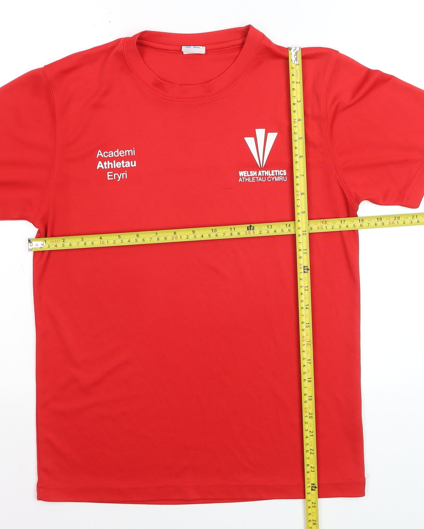 AWDis Men’s Red Welsh Athletics Short Sleeve Crew Neck Sports T-Shirt Size S