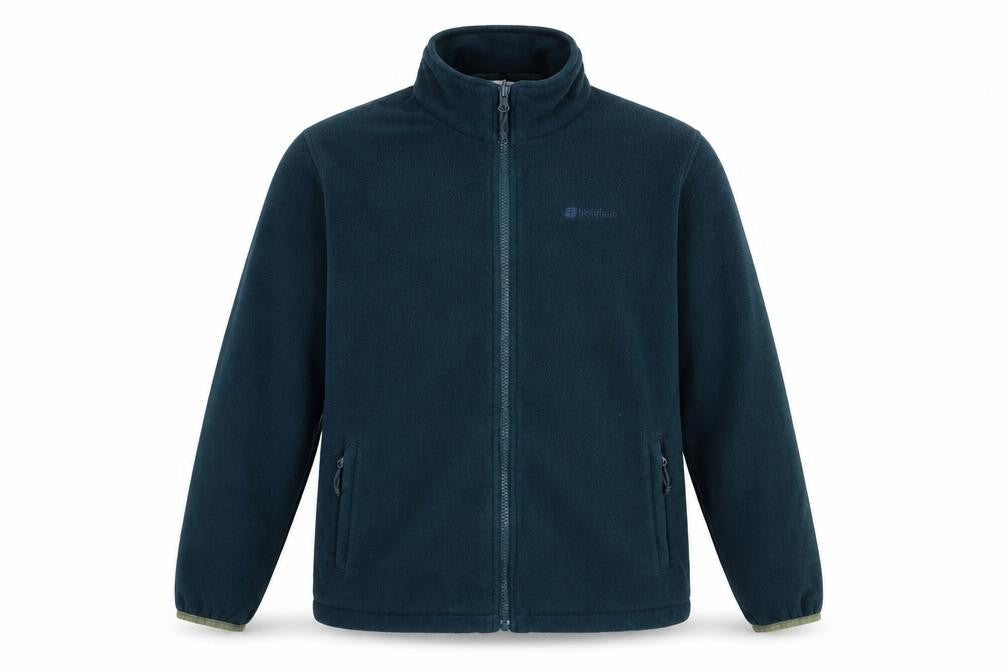 Front view of Mountain Warehouse Men’s Blue Fleece Zip Jacket, size L, Outdoor Warm