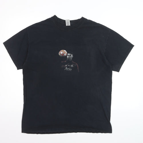 Gildan Men's Black Manchester United Graphic T-Shirt Size L