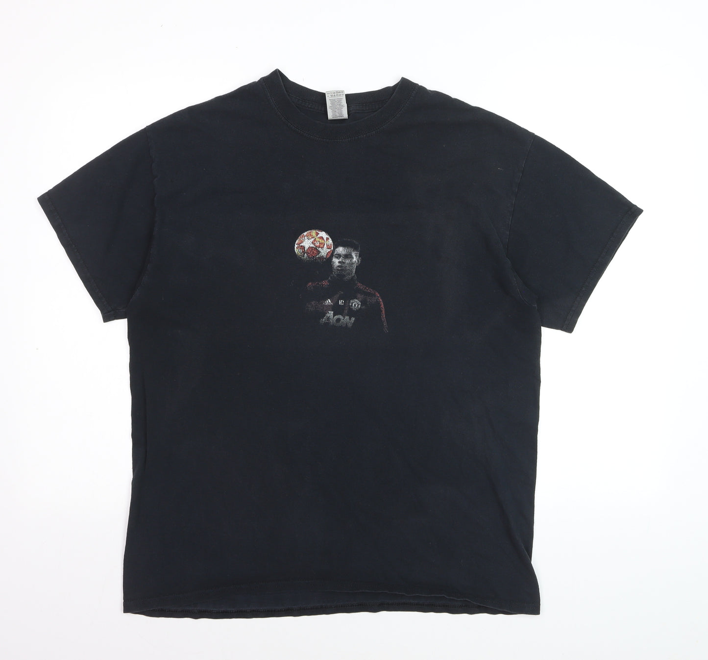 Gildan Men's Black Manchester United Graphic T-Shirt Size L