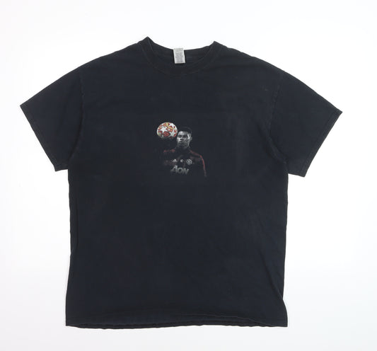 Gildan Men's Black Manchester United Graphic T-Shirt Size L