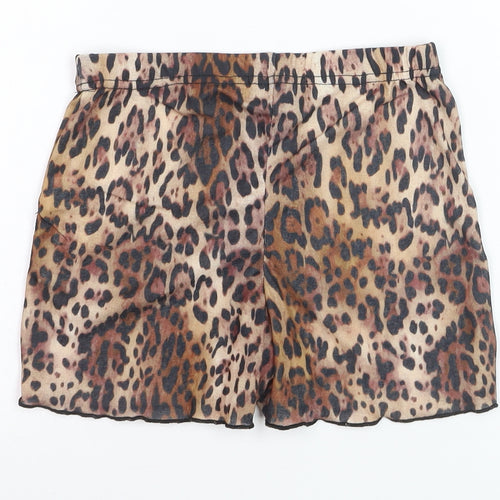 PrettyLittleThing Girls Brown Leopard Print Polyester Hot Pants UK 8
