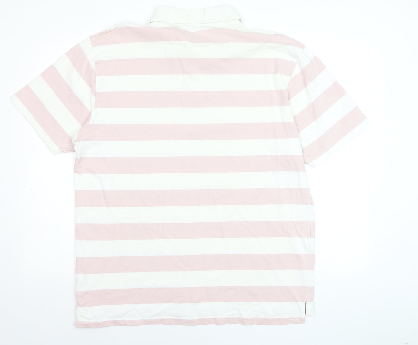 Hawkshead Mens Pink Stripe Cotton Polo Shirt Size L Short Sleeve