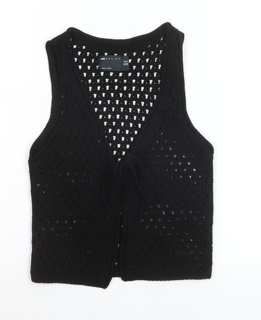 ASOS DESIGN Women’s Black Crochet Vest Size 8 Open Knit Sleeveless