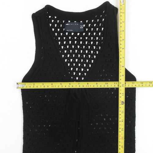 ASOS DESIGN Women’s Black Crochet Vest Size 8 Open Knit Sleeveless