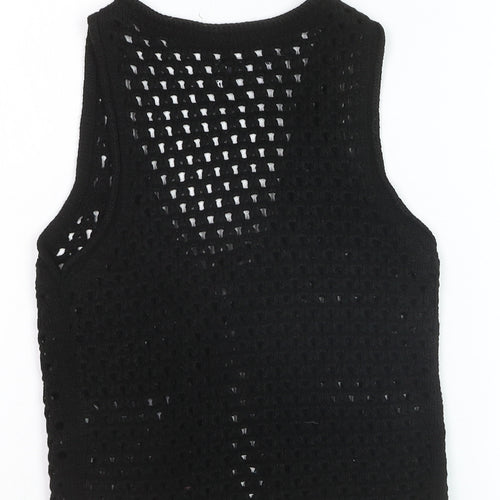 ASOS DESIGN Women’s Black Crochet Vest Size 8 Open Knit Sleeveless