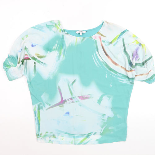 Next Women’s Blue Abstract Tunic Blouse Size 8 Short Sleeve