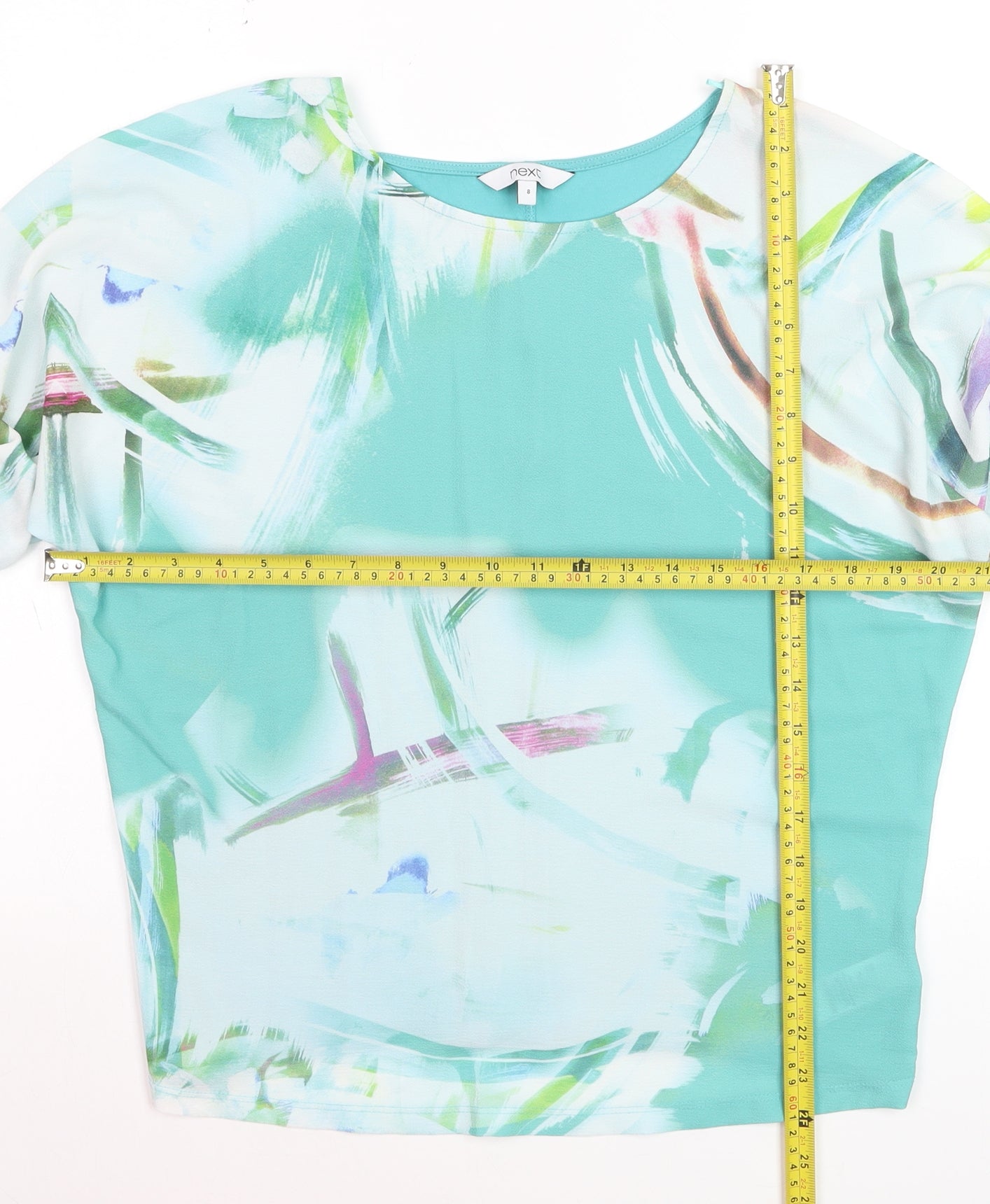 Next Women’s Blue Abstract Tunic Blouse Size 8 Short Sleeve