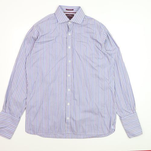 Marks and Spencer Sartorial Blue Striped Cotton Shirt Men’s 16 41 Long Sleeve