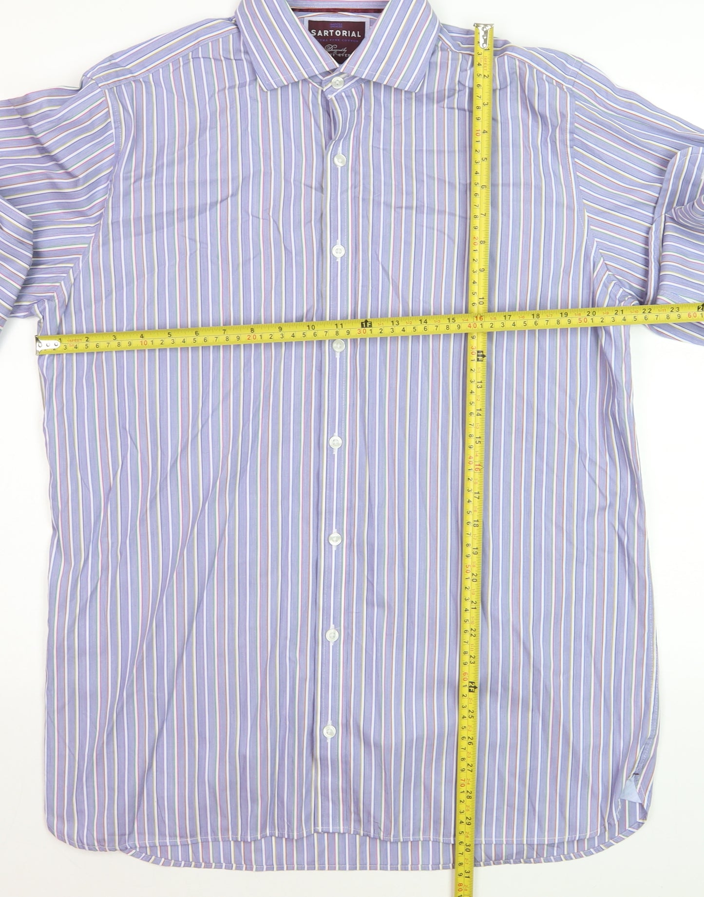 Marks and Spencer Sartorial Blue Striped Cotton Shirt Men’s 16 41 Long Sleeve
