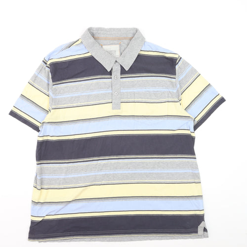 Marks and Spencer North Coast Men's Blue Stripe Cotton Polo XL