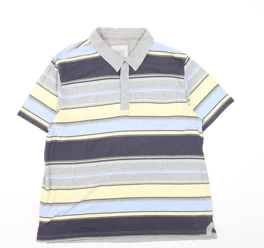 Marks and Spencer North Coast Men's Blue Stripe Cotton Polo XL