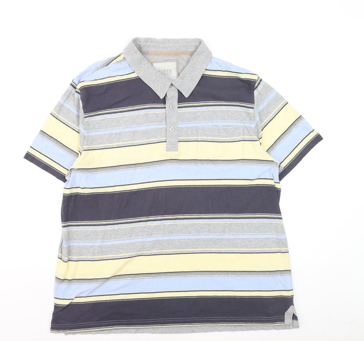 Marks and Spencer North Coast Men's Blue Stripe Cotton Polo XL