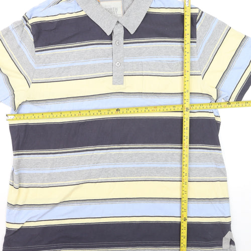 Marks and Spencer North Coast Men's Blue Stripe Cotton Polo XL