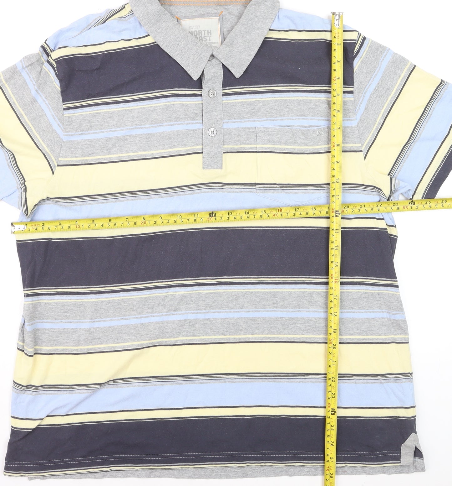 Marks and Spencer North Coast Men's Blue Stripe Cotton Polo XL
