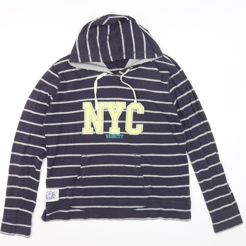 South Womens Navy Striped Pullover Hoodie Size 18 Cotton Blend